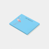 Post-it® dessin animé d'oiseau Flamant rose (Incliné)