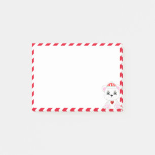 Post-it® Dessin animé d'ours polaire mignon sur fond rouge
