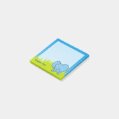 Post-it® Dessin animé éléphant bleu (Incliné)
