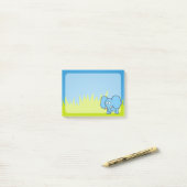 Post-it® Dessin animé éléphant bleu (Sur un bureau)