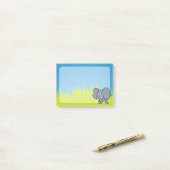 Post-it® Dessin animé éléphant gris (Sur un bureau)