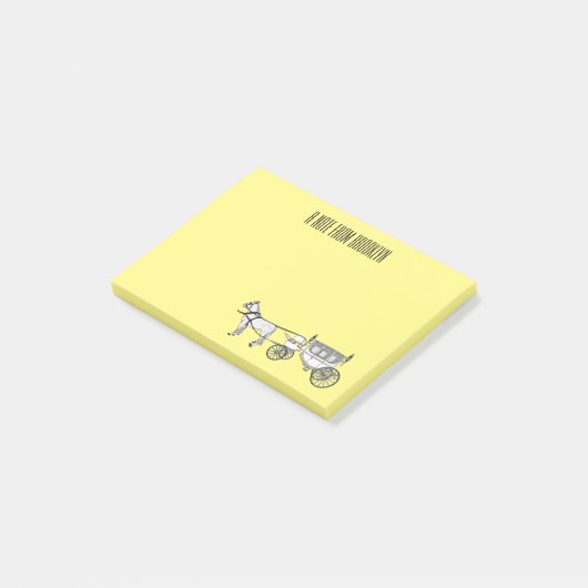 Post-it® dessin animé mariage cheval & calèche (Incliné)