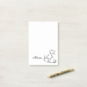 Post-it® dessin au trait de chat et chien mignon (Sur un bureau)