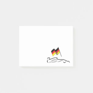 Post-it® Dessin au trait de voiture de course avec drapeau