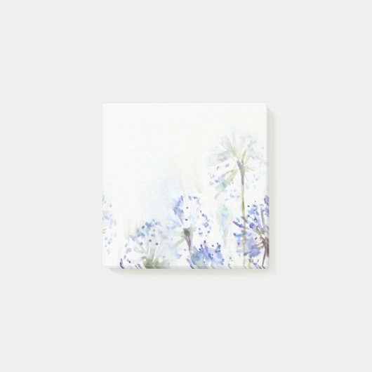 Post-it® Dessin d'aquarelle des fleurs d'été bleues (Devant)
