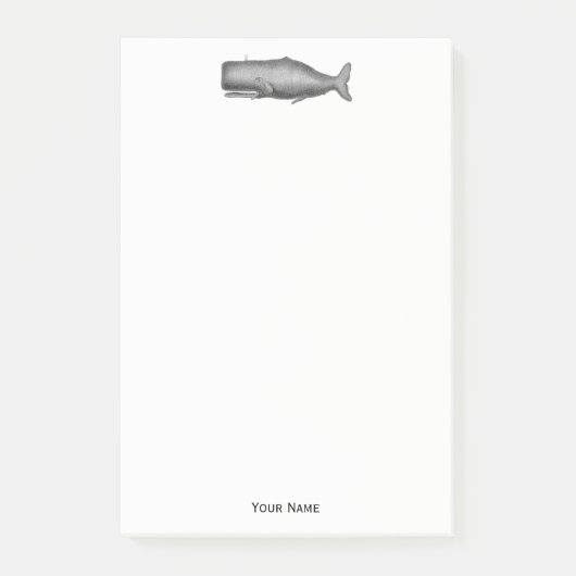 Post-it® Dessin de baleine d'époque du 19ème siècle (Devant)