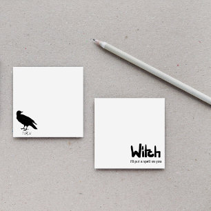 Post-it® Dessin de corbeau et silhouette de Naw en noir