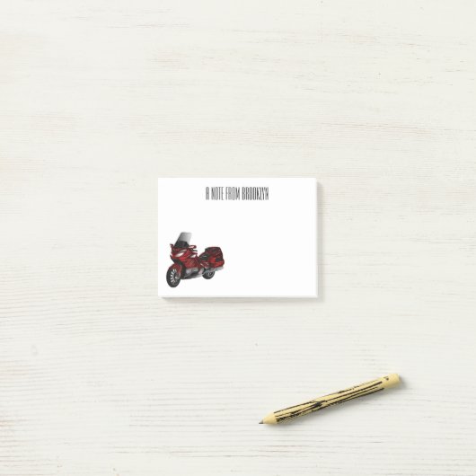 Post-it® Dessin de moto de tourisme (Sur un bureau)