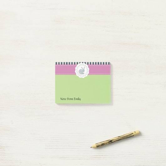 Post-it® Dessin de Pâques à la mode drôle lapin (Sur un bureau)