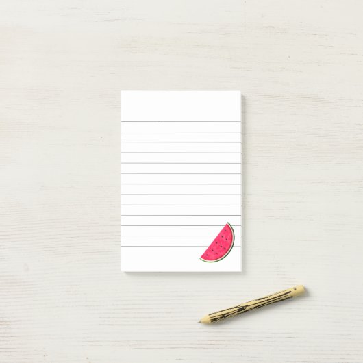 Post-it® Dessin de tranche de pastèque douce (Sur un bureau)