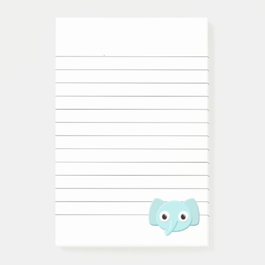 Post-it® Dessin d'éléphant bleu bébé ligné (Devant)