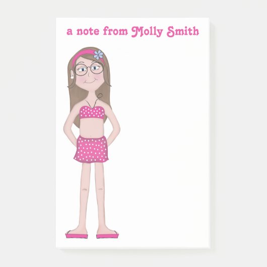 Post-it® Dessin Dessin Dessin De Dessin De Fille Mignonne W (Devant)