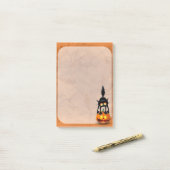 Post-it® Dessin d'Halloween au chat effrayé sur Citrouille (Sur un bureau)