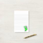 Post-it® Dessin Dinosaure de l'astronaute vert (Sur un bureau)