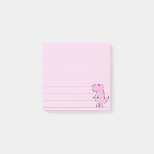 Post-it® Dessin Dinosaure Rose Liné 3x3 (Devant)