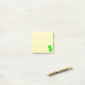 Post-it® Dessin Dinosaure Vert Liné 3x3 Jaune (Sur un bureau)