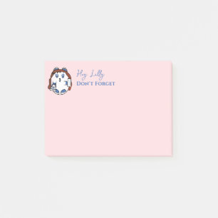 Post-it® Dessin Drôle Fille Mignonne Dit Blush Rose Blue