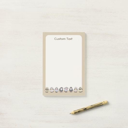 Post-it® Dessin en mouton beige (Sur un bureau)