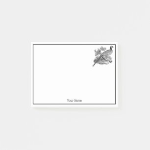 Post-it® Dessin en noir et blanc d'un faisan de chasse vint
