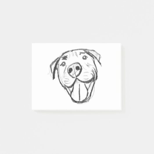 Post-it® dessin numérique à la main d'un pitbull souriant (Devant)