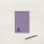 Post-it® Dessin Tortoiseshell Kitten sur coussin pourpre (Sur un bureau)