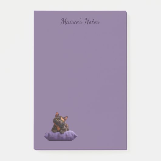 Post-it® Dessin Tortoiseshell Kitten sur coussin pourpre (Devant)
