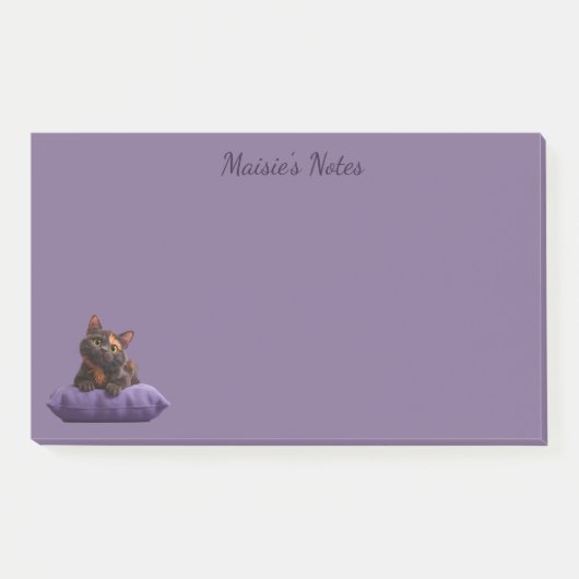 Post-it® Dessin Tortoiseshell Kitten sur coussin pourpre (Devant)