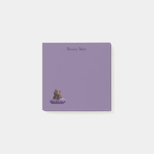 Post-it® Dessin Tortoiseshell Kitten sur coussin pourpre