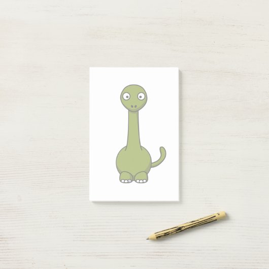 Post-it® Dessin vert de Brontosaurus (Sur un bureau)
