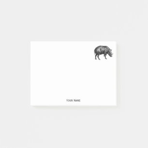 Post-it® Dessin vintage de sanglier en noir et blanc