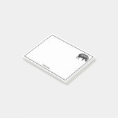 Post-it® Dessin vintage de sanglier en noir et blanc (Incliné)