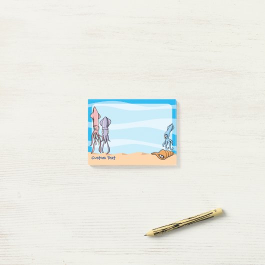 Post-it® Dessins animés de calmars (Sur un bureau)
