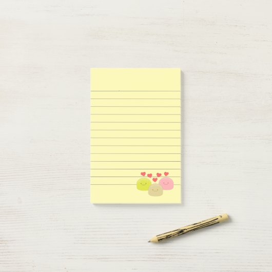 Post-it® Dessins de dessin mignon Mochi (Sur un bureau)