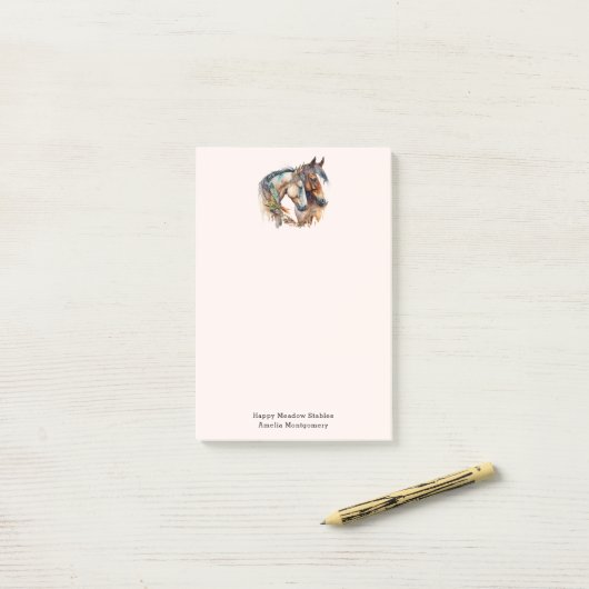 Post-it® Deux beaux chevaux Boho occidental (Sur un bureau)
