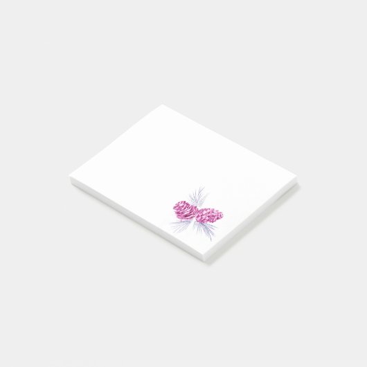 Post-it® Deux cônes de pin de prune dessinant un art post i (Incliné)