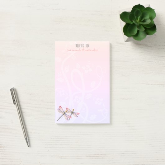 Post-it® Deux libellules sur les pastels Personnalisés (Bureau)