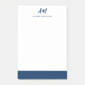 Post-it® Deux Monogrammes Marine Blue Script Décontracté (Devant)
