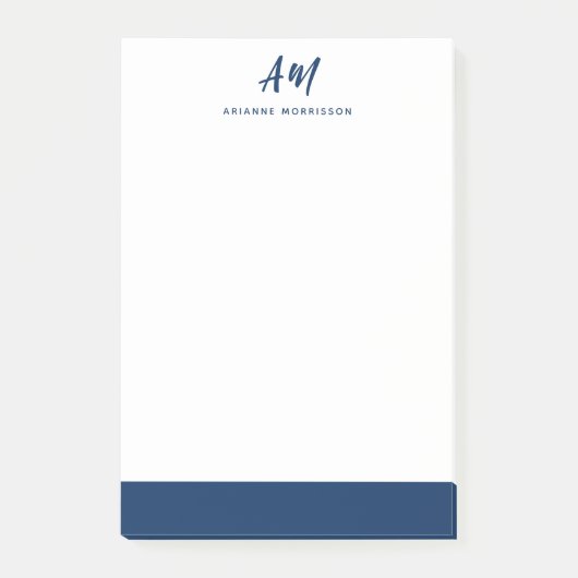 Post-it® Deux Monogrammes Marine Blue Script Décontracté (Devant)