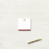 Post-it® Deux Monogrammes Maroon Rouge Décontracté Nom du s (Sur un bureau)