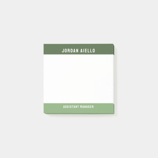 Post-it® Deux nuances de vert Nom et titre (Devant)