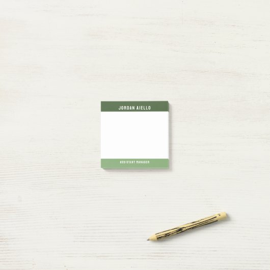 Post-it® Deux nuances de vert Nom et titre (Sur un bureau)
