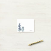 Post-it® Deux pins d'hiver aquarelle (Sur un bureau)