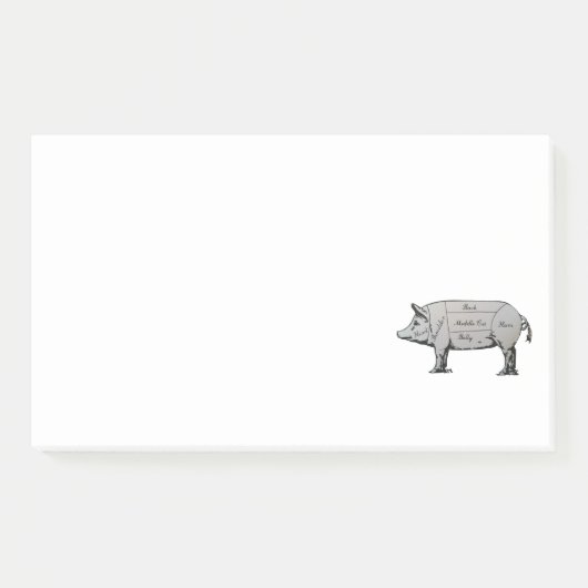 Post-it® Diagramme de cochon du boucher (Devant)