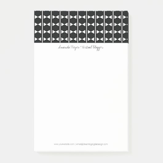 Post-it® Diamant noir et blanc Abstrait moderne (Devant)