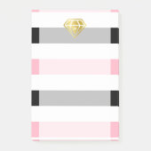 Post-it® Diamant Or & Pink & Black Stripes Monogramme (Devant)