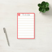 Post-it® Diamant rouge et monogramme sur lin blanc (Bureau)