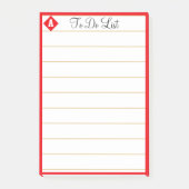 Post-it® Diamant rouge et monogramme sur lin blanc (Devant)