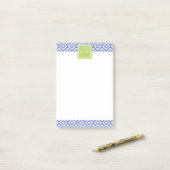 Post-it® Diamants bleus Motif et monogramme (Sur un bureau)