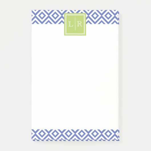 Post-it® Diamants bleus Motif et monogramme (Devant)