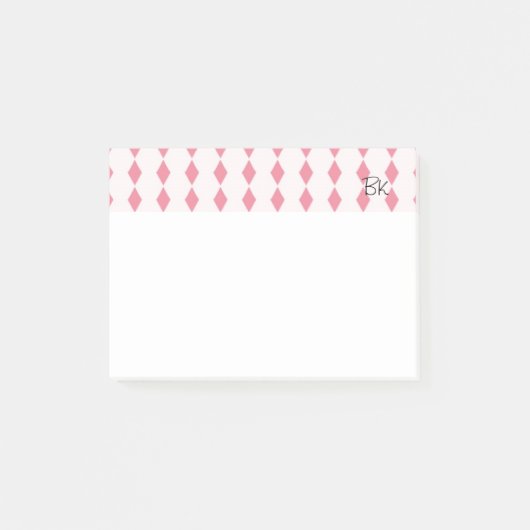 Post-it® Diamants roses avec initiales (Devant)